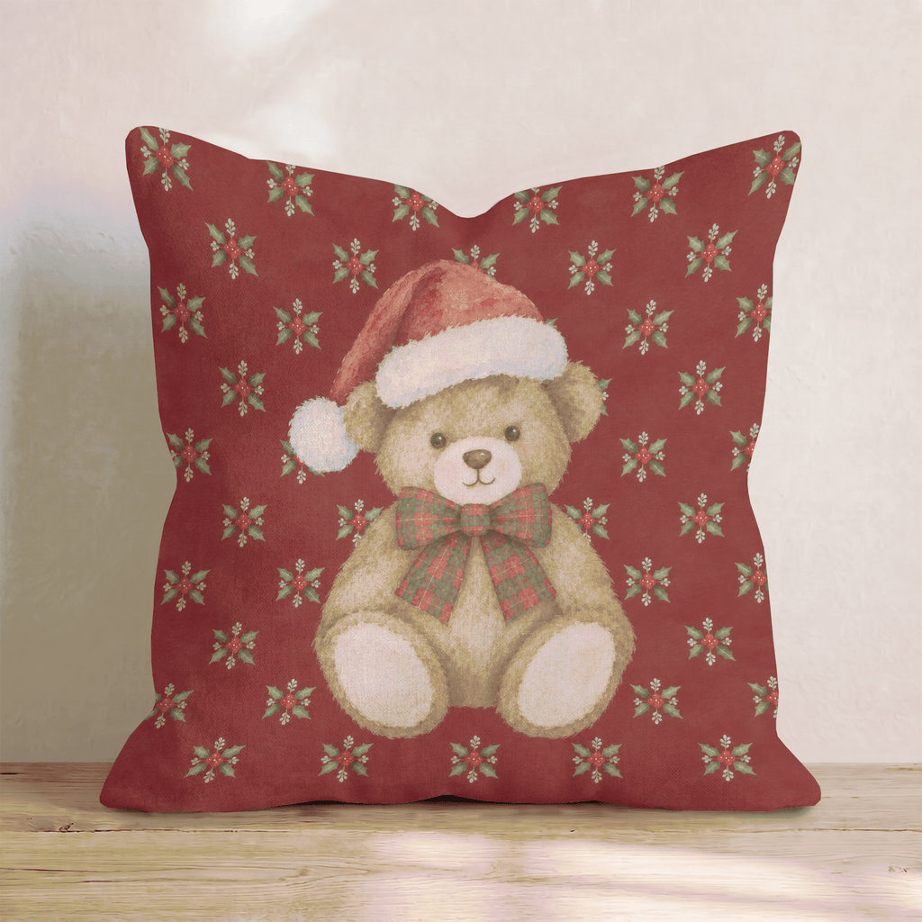 Mistletoe & Teddy Toes Throw Pillow throw pillow - Hillcroft Home
