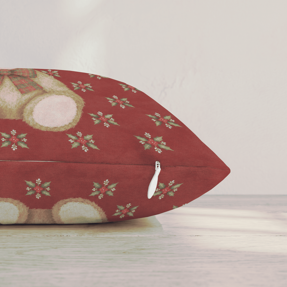 Mistletoe & Teddy Toes Throw Pillow throw pillow - Hillcroft Home