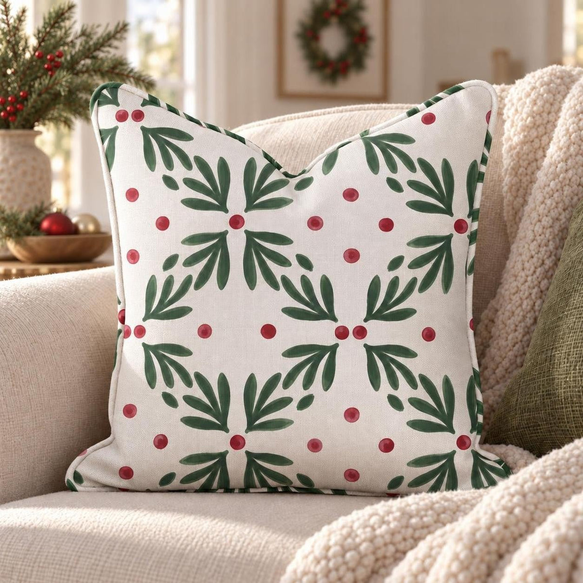 Mistletoe Trellis Throw Pillow throw pillow - Hillcroft Home