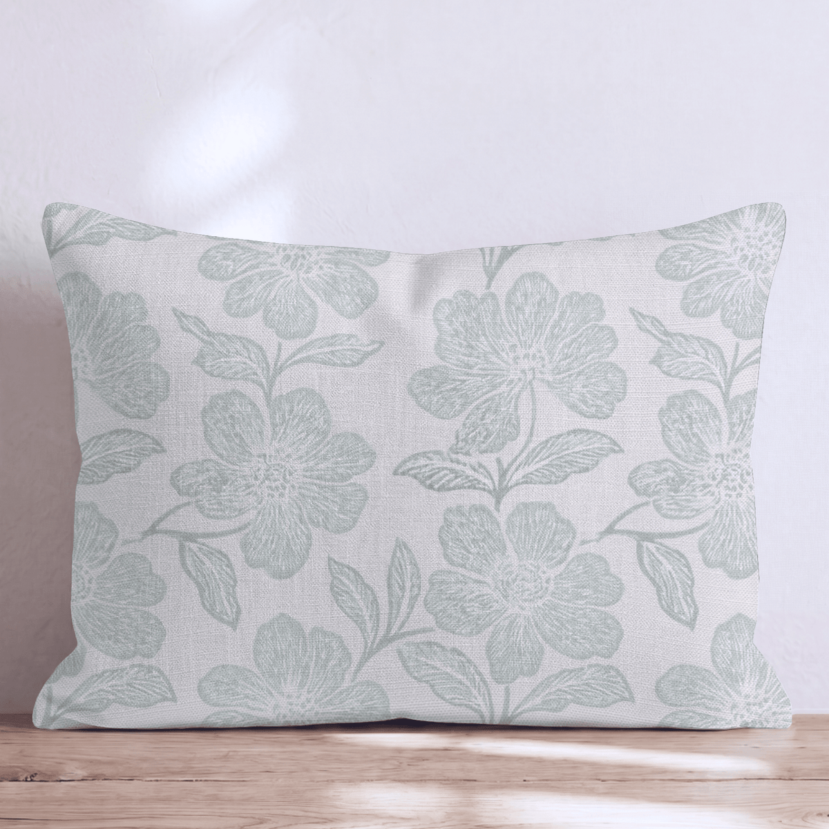 Misty Sage Bloom Throw Pillow throw pillow - Hillcroft Home