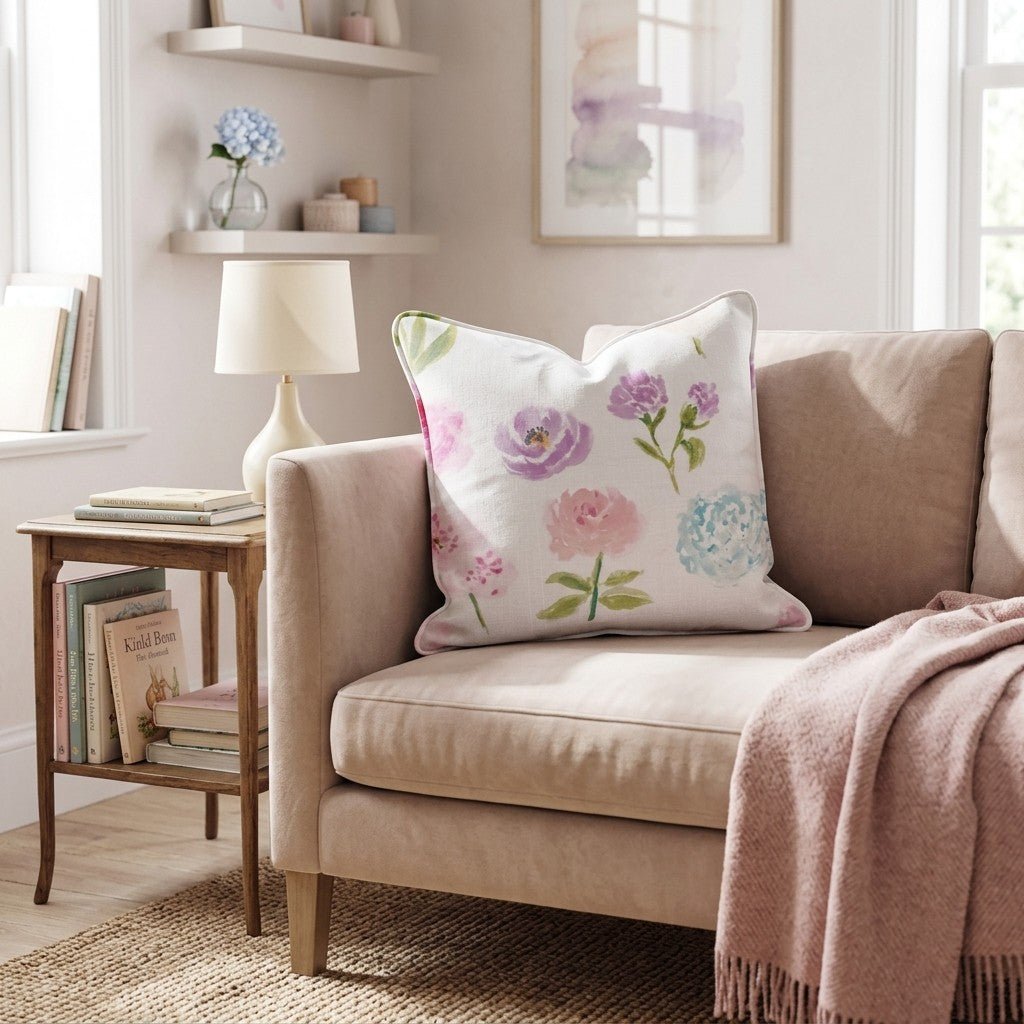 Mixed Petal Cream Throw Pillow - Hillcroft Home