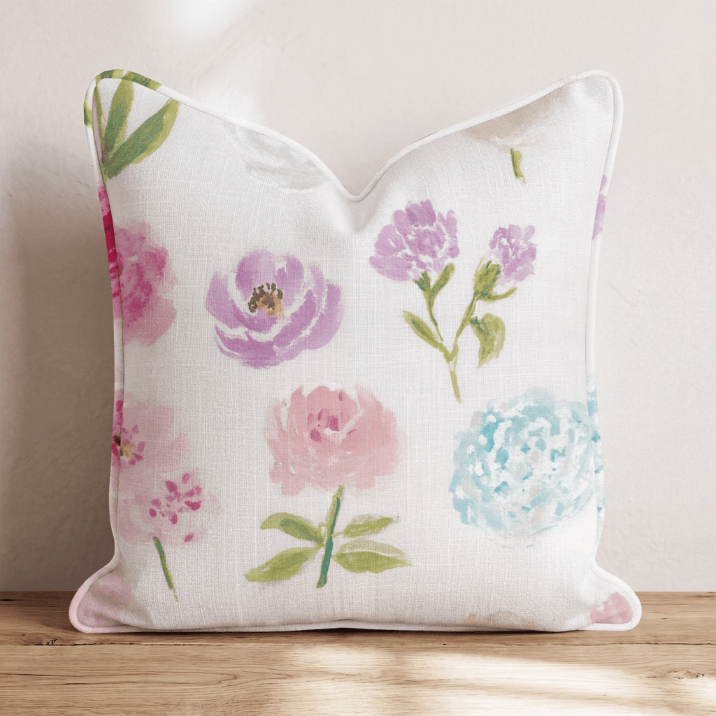 Mixed Petal Cream Throw Pillow - Hillcroft Home