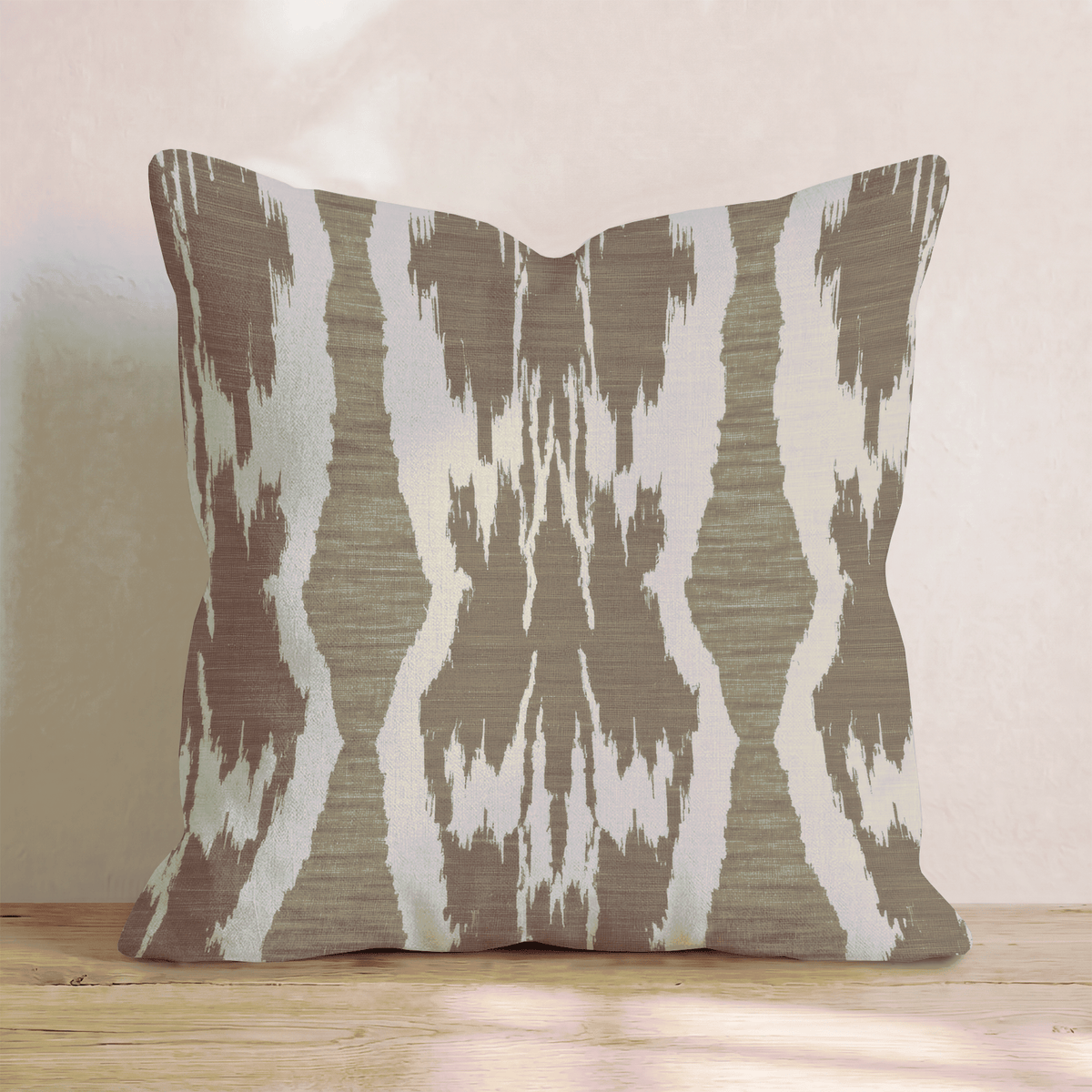 Mocha Ikat Throw Pillow throw pillow - Hillcroft Home