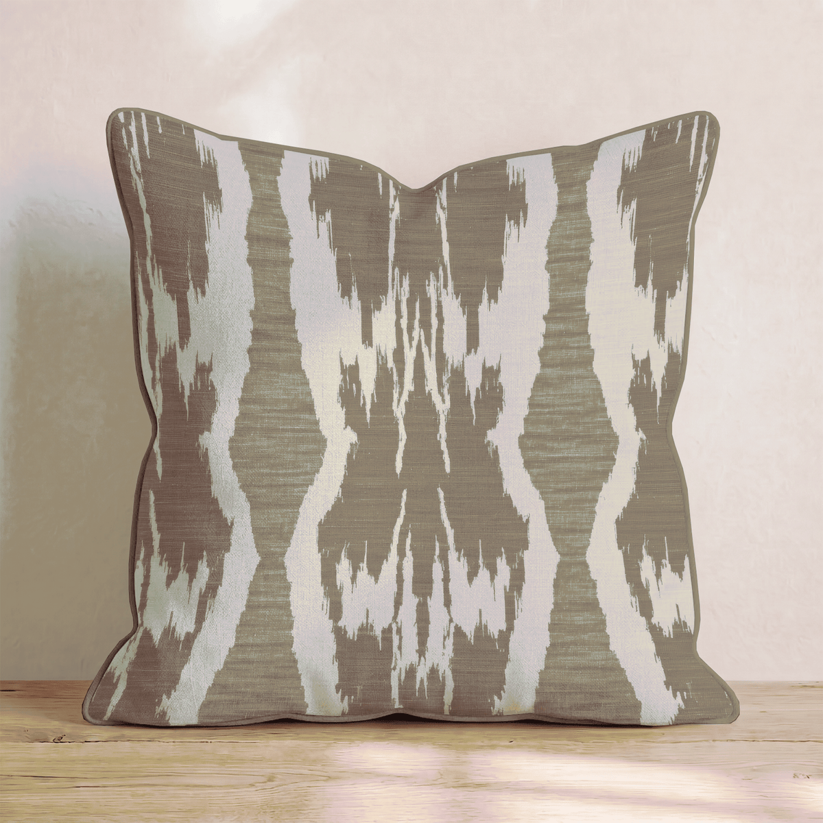 Mocha Ikat Throw Pillow throw pillow - Hillcroft Home