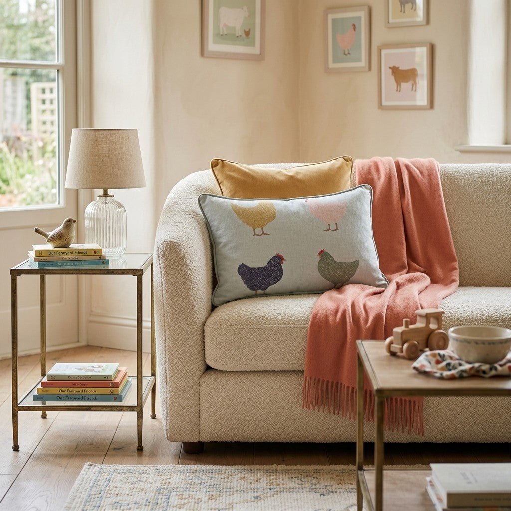 Modern Chicken Walk Throw Pillow - Hillcroft Home