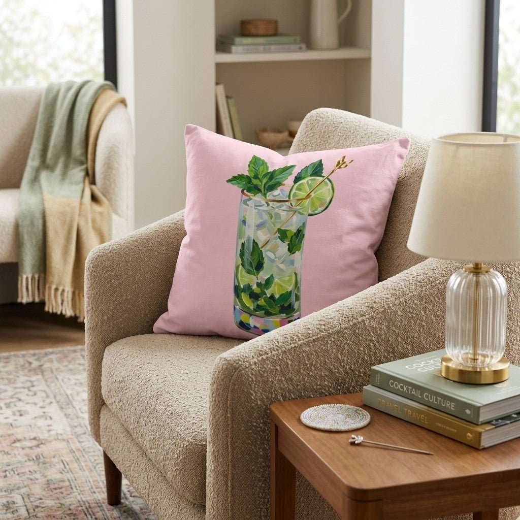 Mojito Minted Throw Pillow - Hillcroft Home