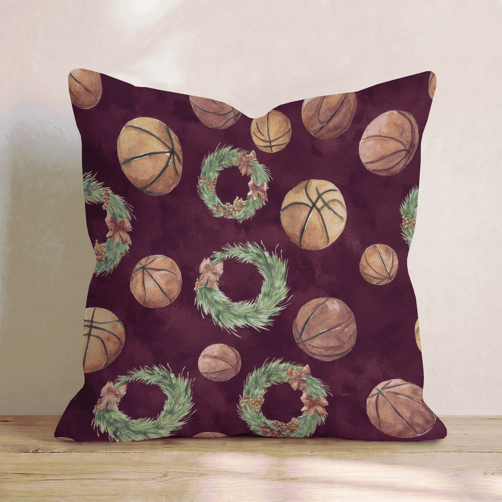 Moody Basketball Wreaths Throw Pillow - Hillcroft Home