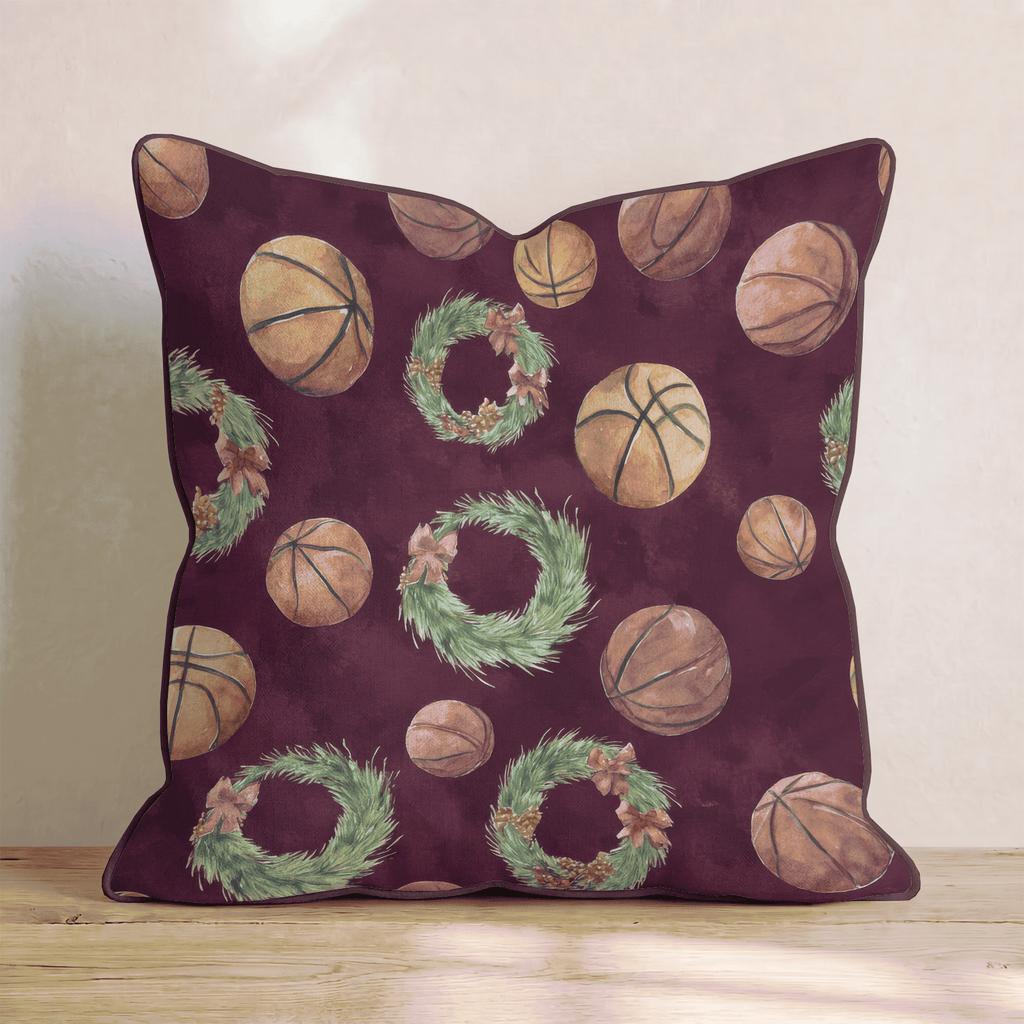 Moody Basketball Wreaths Throw Pillow - Hillcroft Home