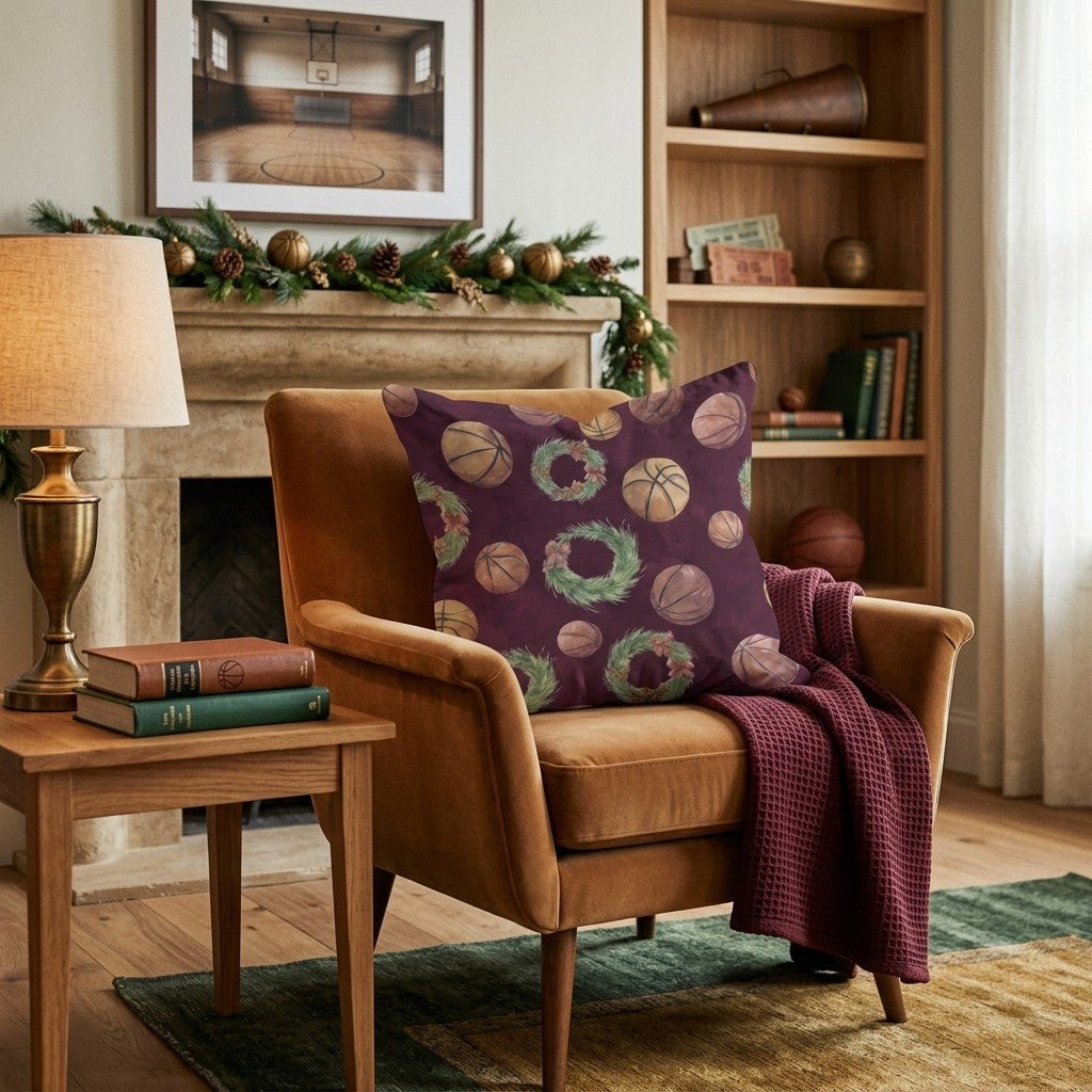 Moody Basketball Wreaths Throw Pillow - Hillcroft Home