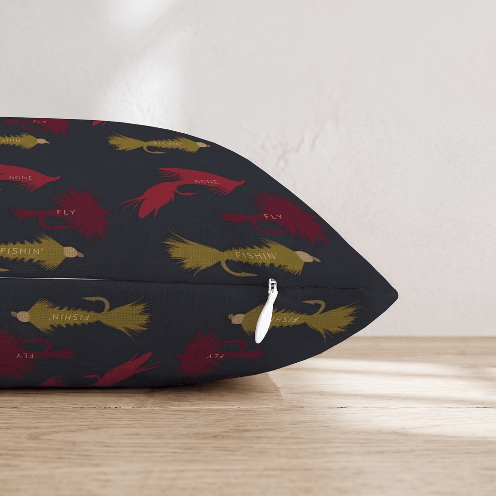 Moody Fly Lures Throw Pillow - Hillcroft Home