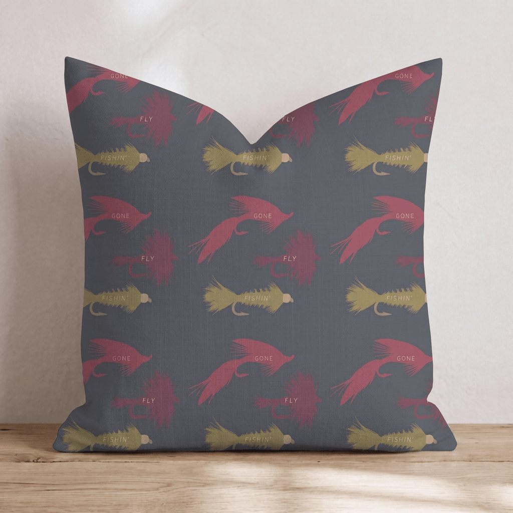 Moody Fly Lures Throw Pillow - Hillcroft Home