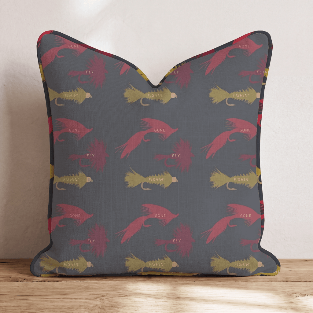 Moody Fly Lures Throw Pillow - Hillcroft Home