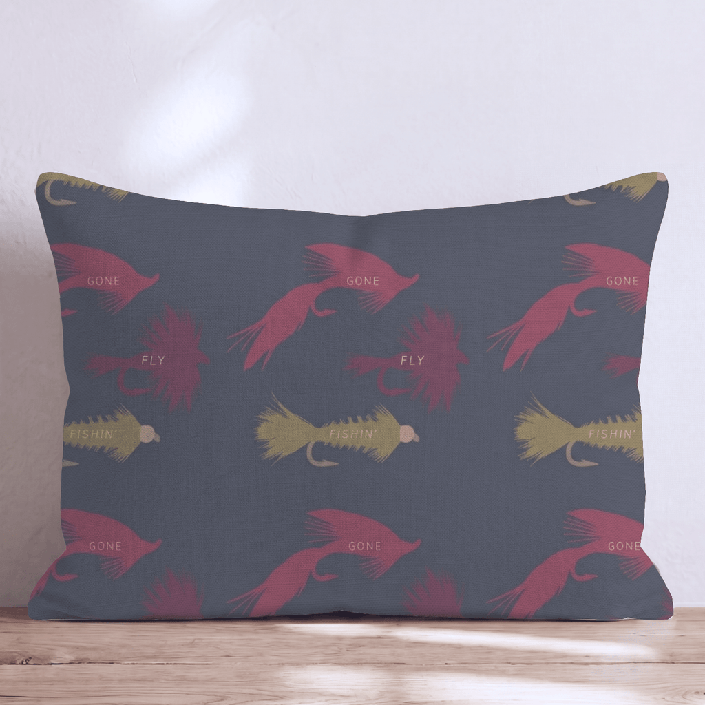 Moody Fly Lures Throw Pillow - Hillcroft Home