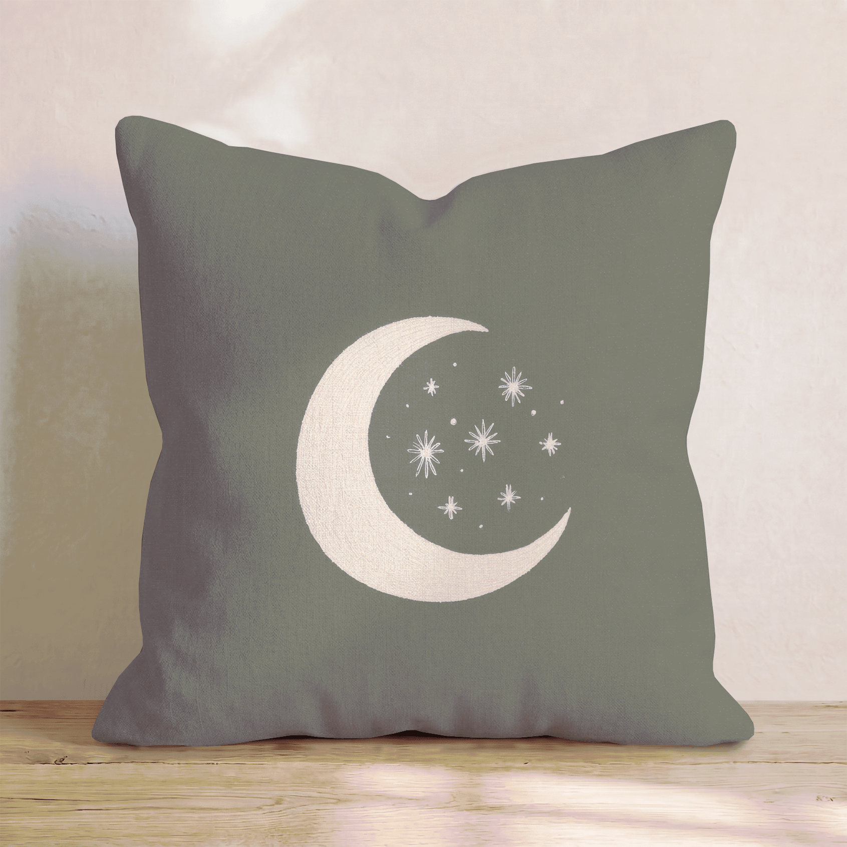 Moon and Stars Grey Throw Pillow - Hillcroft Home
