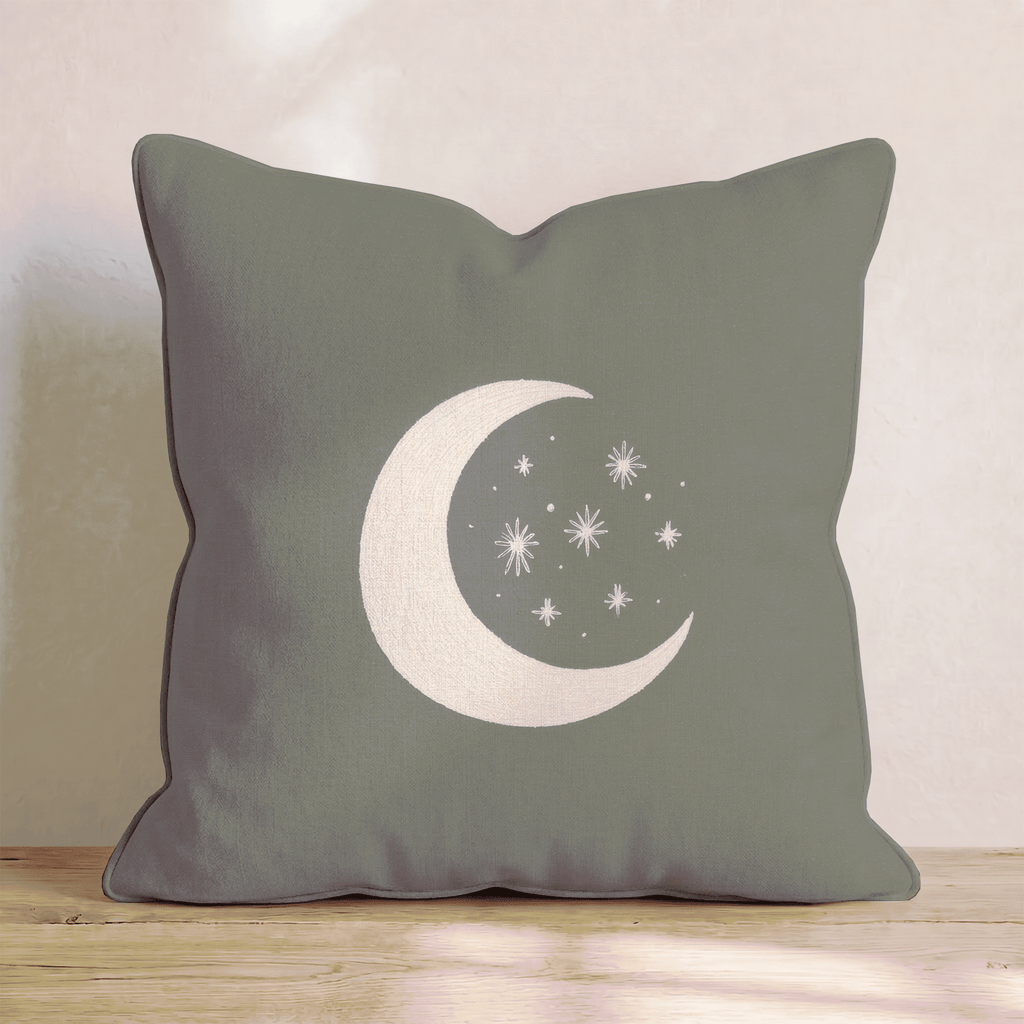 Moon and Stars Grey Throw Pillow - Hillcroft Home