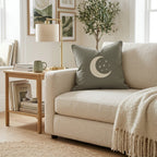 Moon and Stars Grey Throw Pillow - Hillcroft Home
