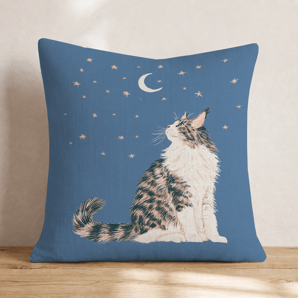 Moonlight Maine Coon Throw Pillow - Hillcroft Home