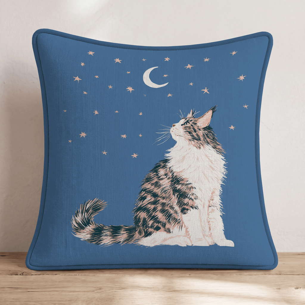 Moonlight Maine Coon Throw Pillow - Hillcroft Home