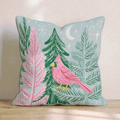 Moonlit Pink Cardinal Throw Pillow - Hillcroft Home