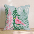 Moonlit Pink Cardinal Throw Pillow - Hillcroft Home