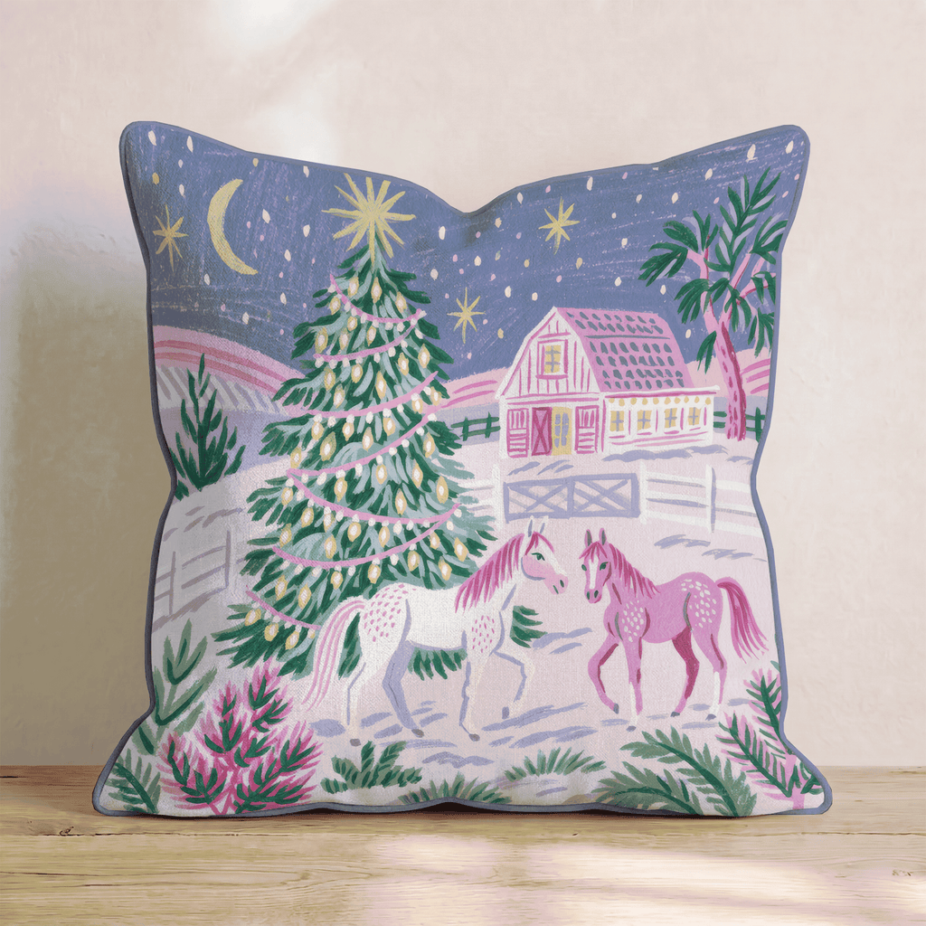 Moonlit Pony Ranch Throw Pillow - Hillcroft Home