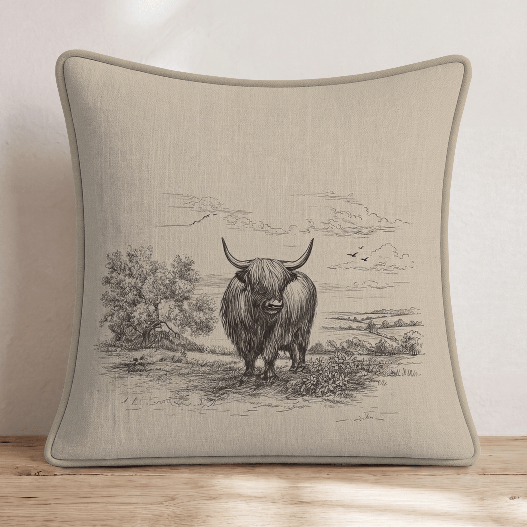 Moorland Sketch Throw Pillow - Hillcroft Home
