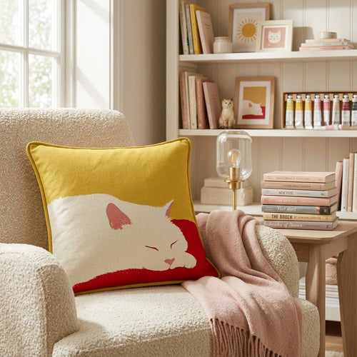 Morning Cat Throw Pillow - Hillcroft Home