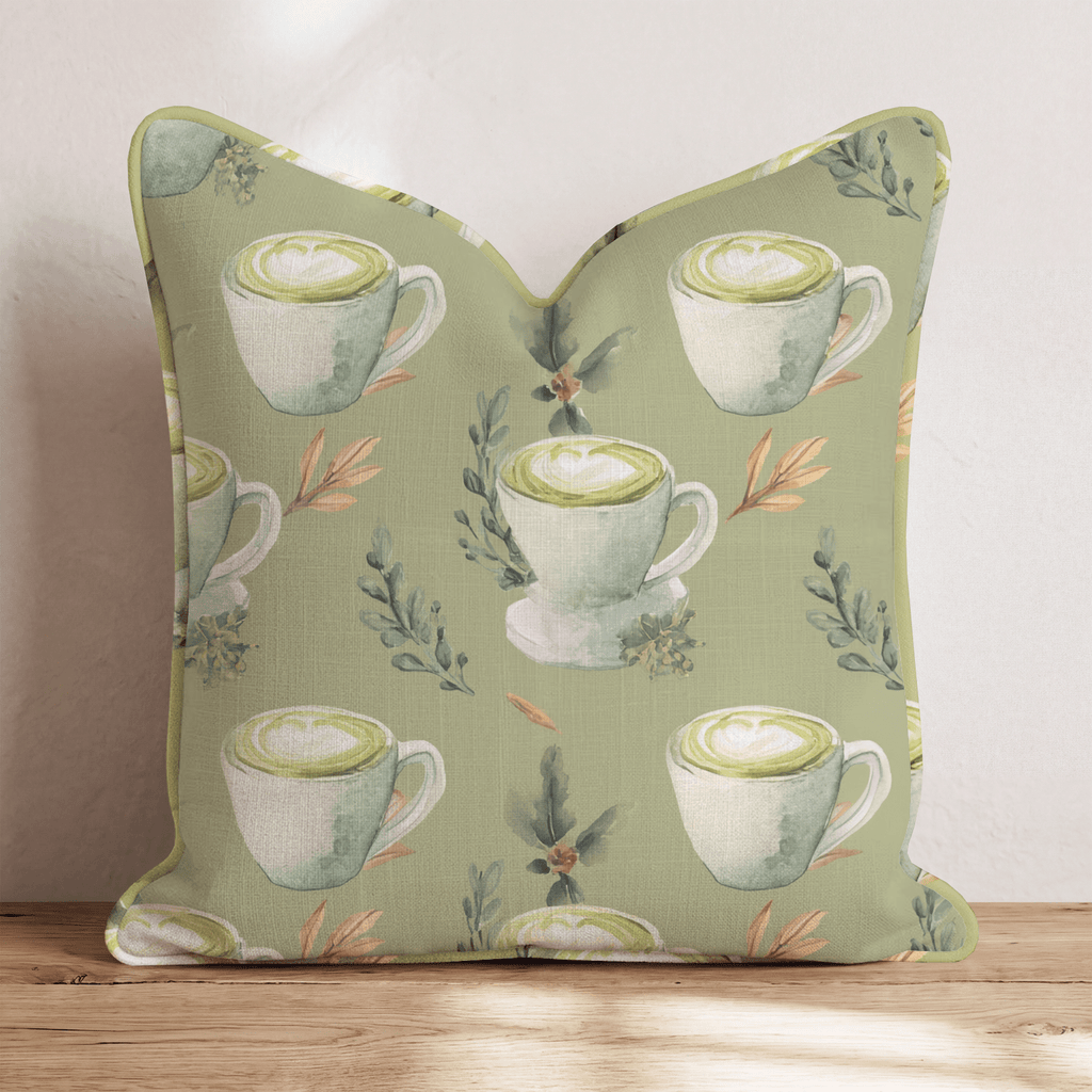 Morning Matcha Groove Throw Pillow - Hillcroft Home