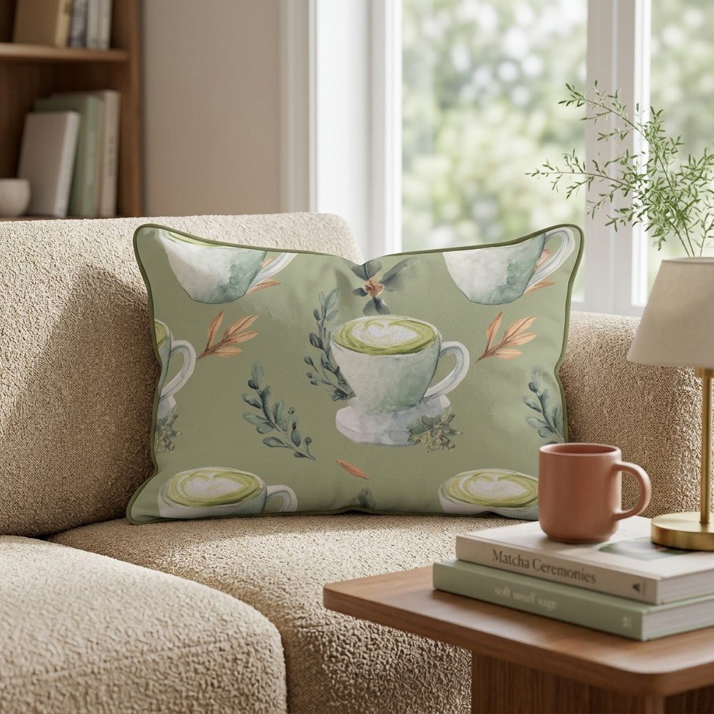 Morning Matcha Groove Throw Pillow - Hillcroft Home