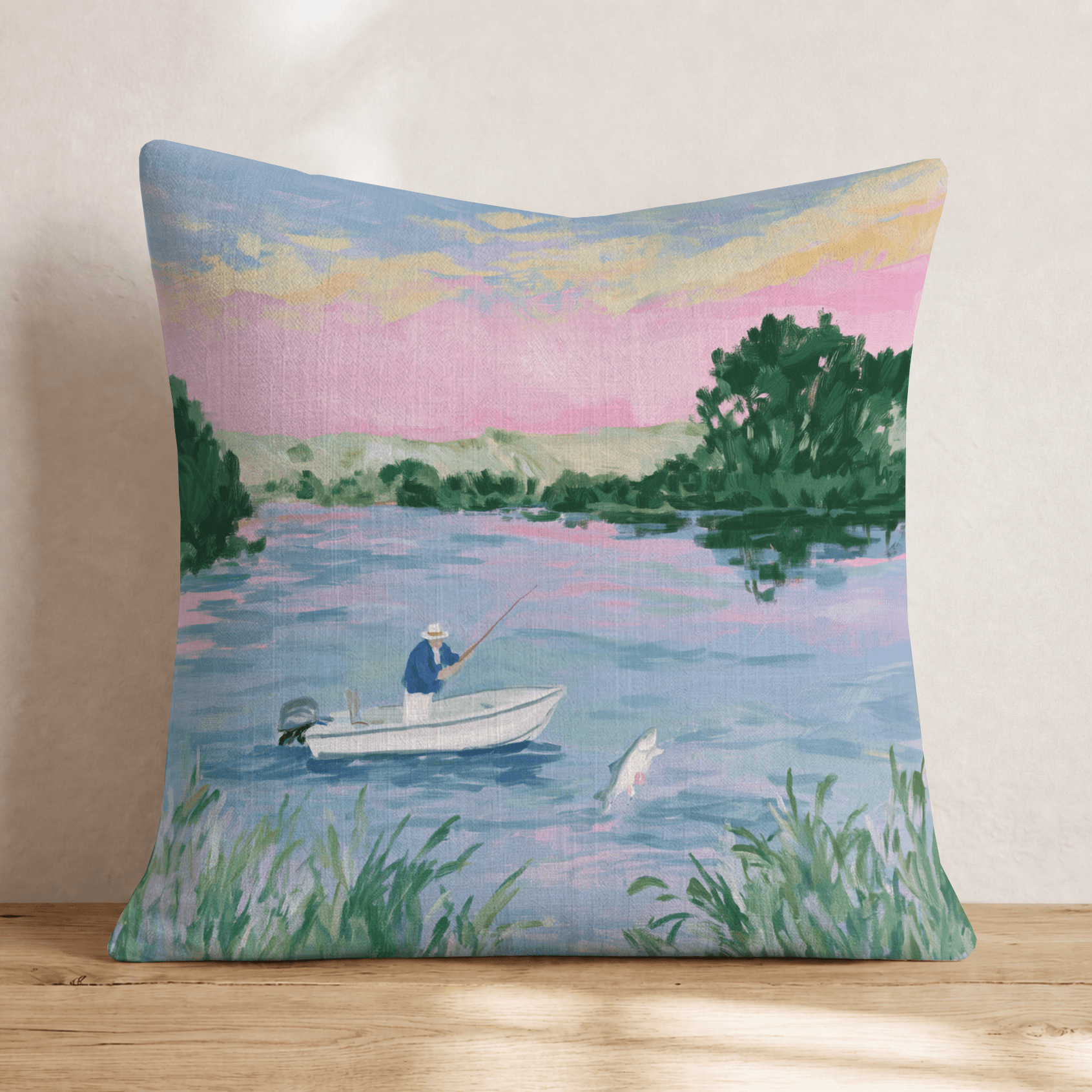 Morning on the Lake Throw Pillow - Hillcroft Home