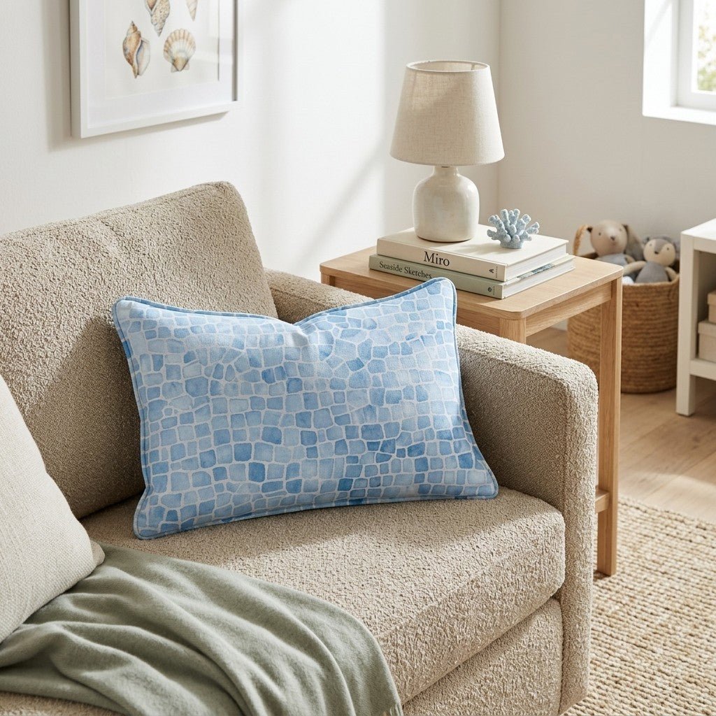 Mosaic Azul Throw Pillow - Hillcroft Home