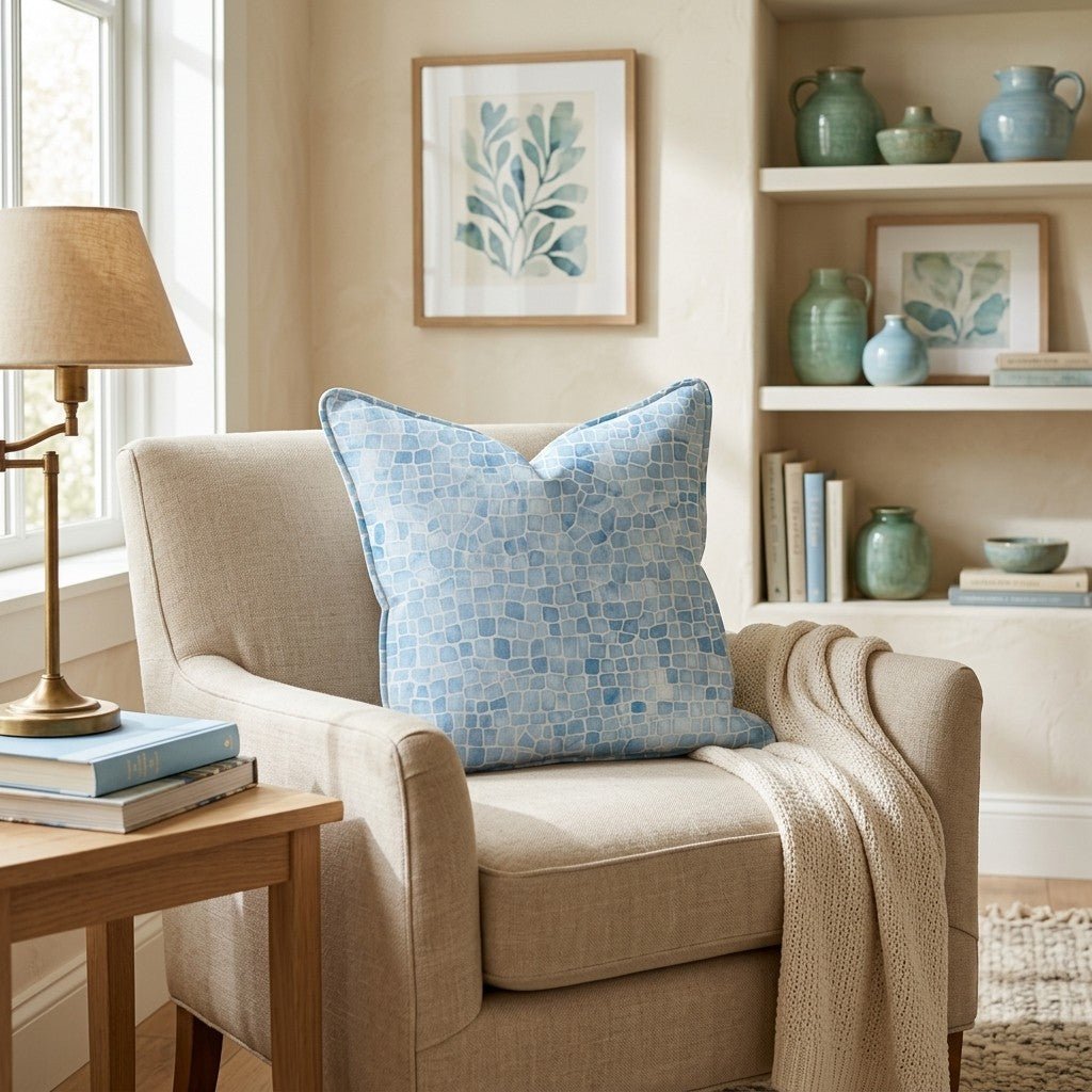Mosaic Azul Throw Pillow - Hillcroft Home