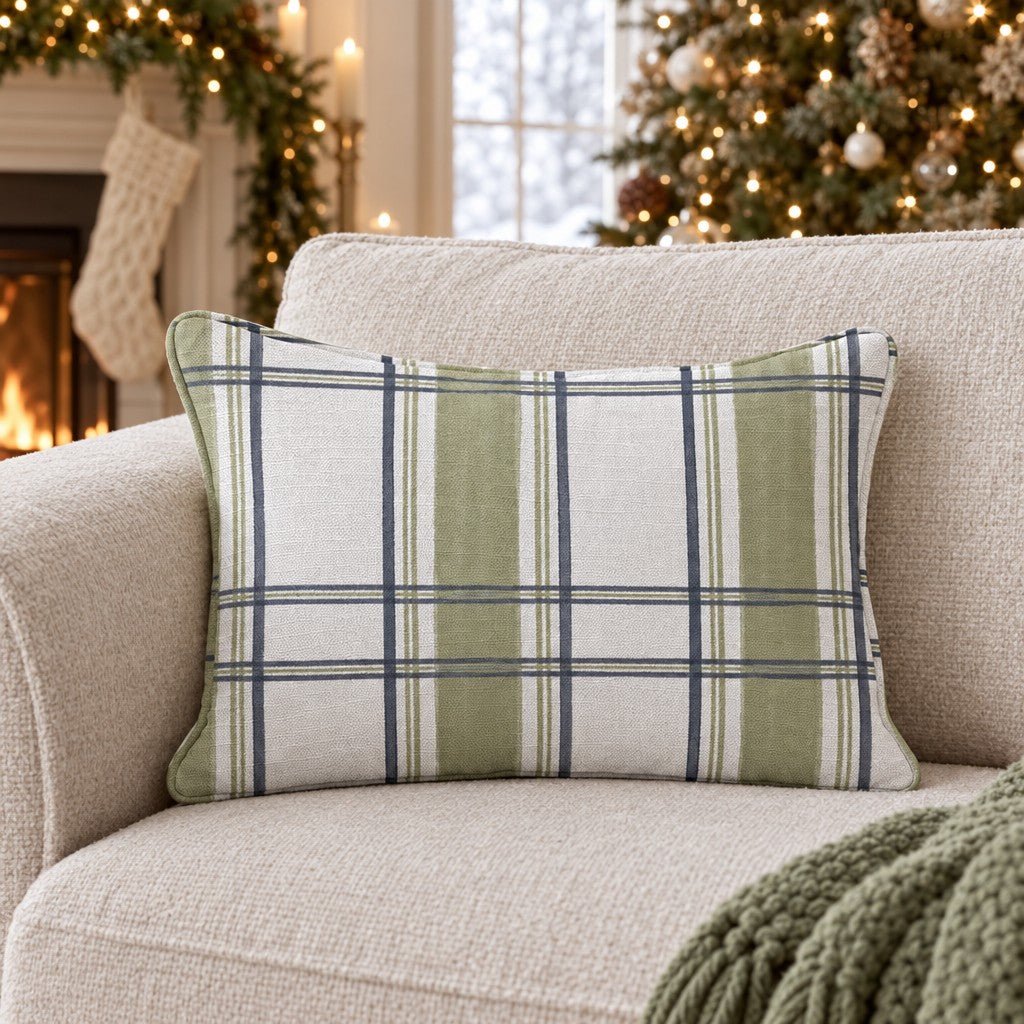 Moss Lane Plaid Throw Pillow throw pillow - Hillcroft Home