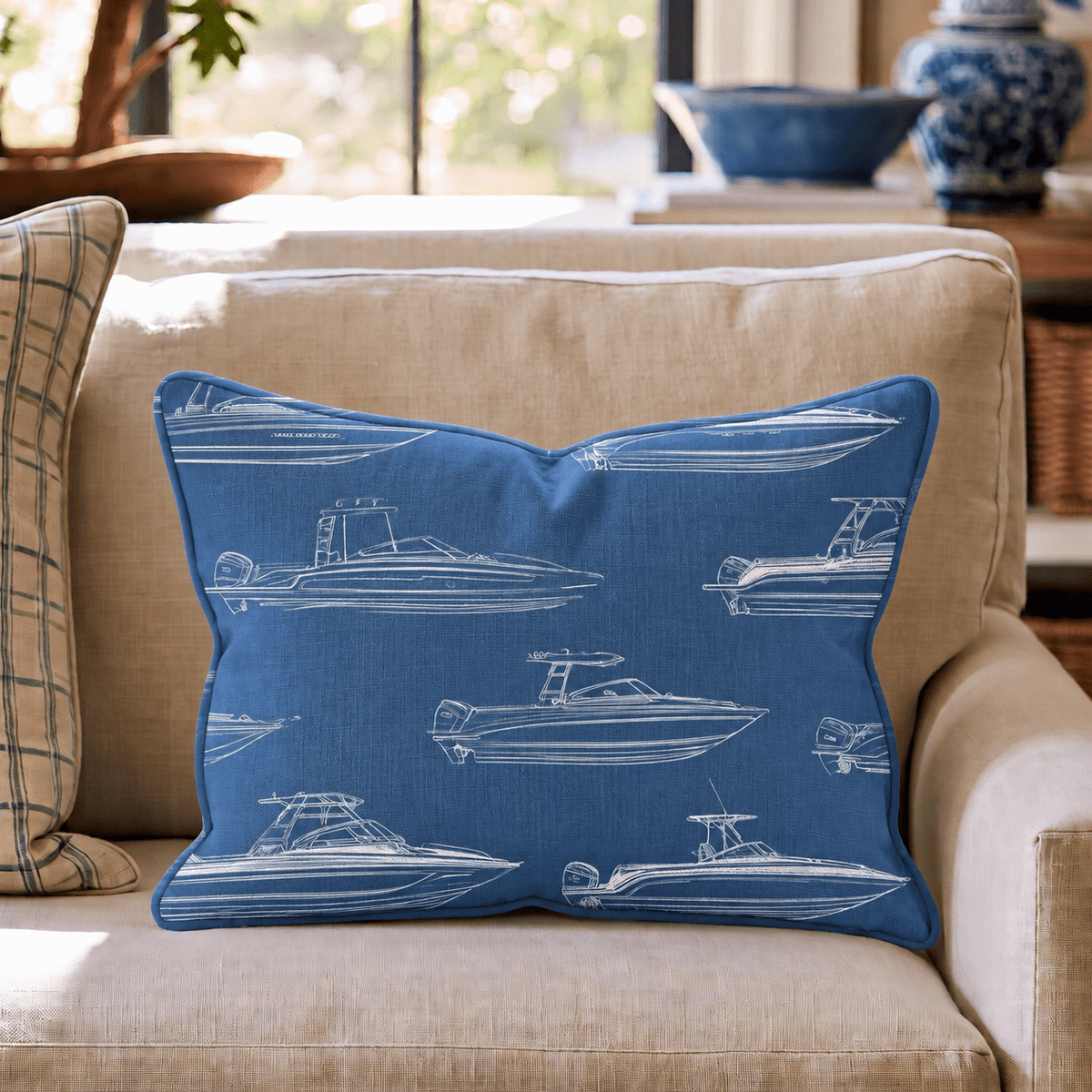 Motor Boatin Throw Pillow throw pillow - Hillcroft Home