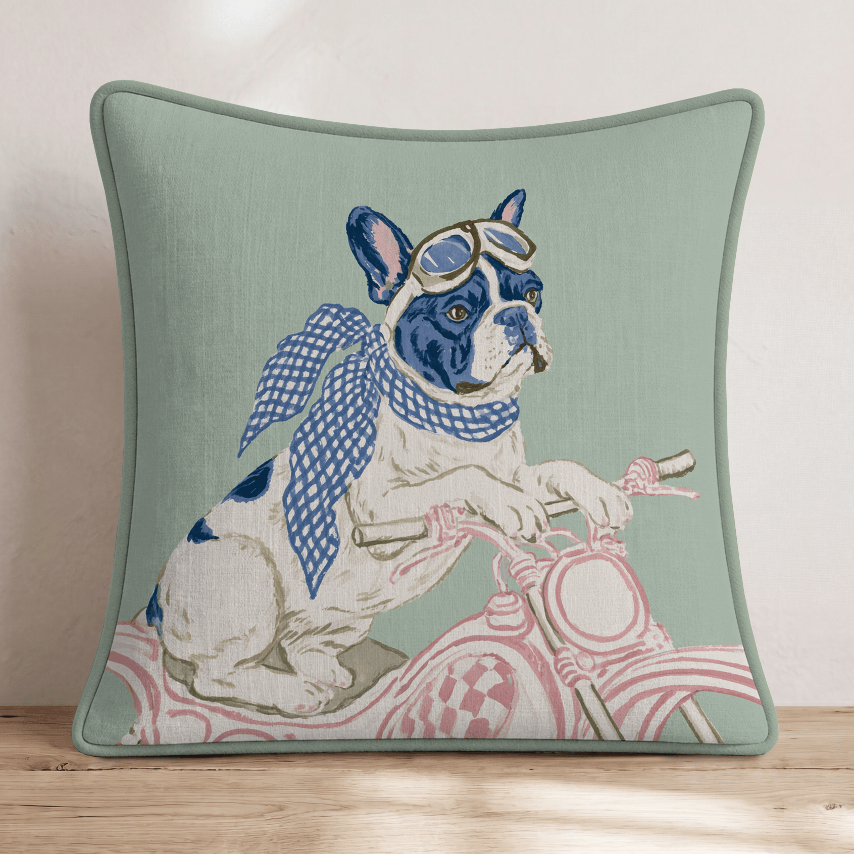 Motorcross Frenchie Throw Pillow - Hillcroft Home