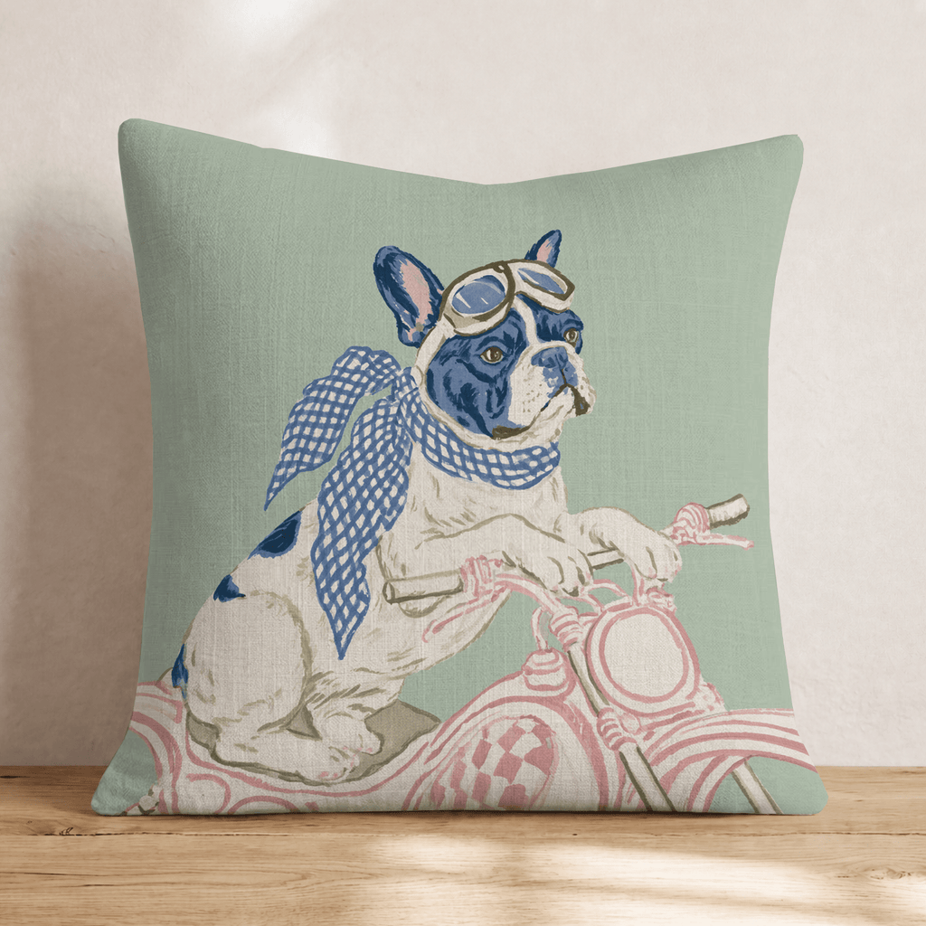 Motorcross Frenchie Throw Pillow - Hillcroft Home