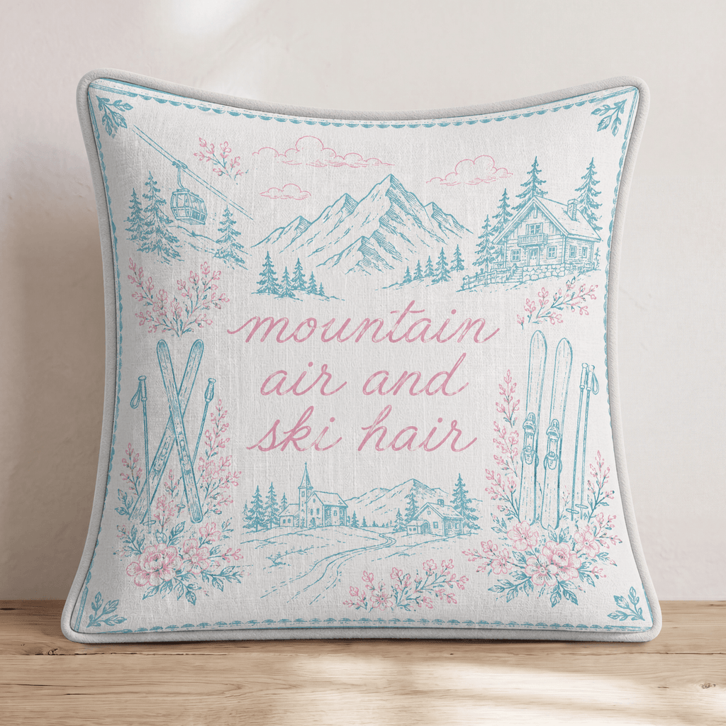 Mountain Air and Ski Hair Throw Pillow - Hillcroft Home