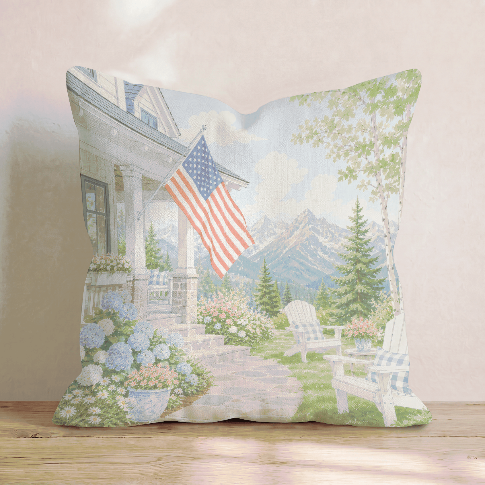Mountain Home 4th Of July Throw Pillow - Hillcroft Home