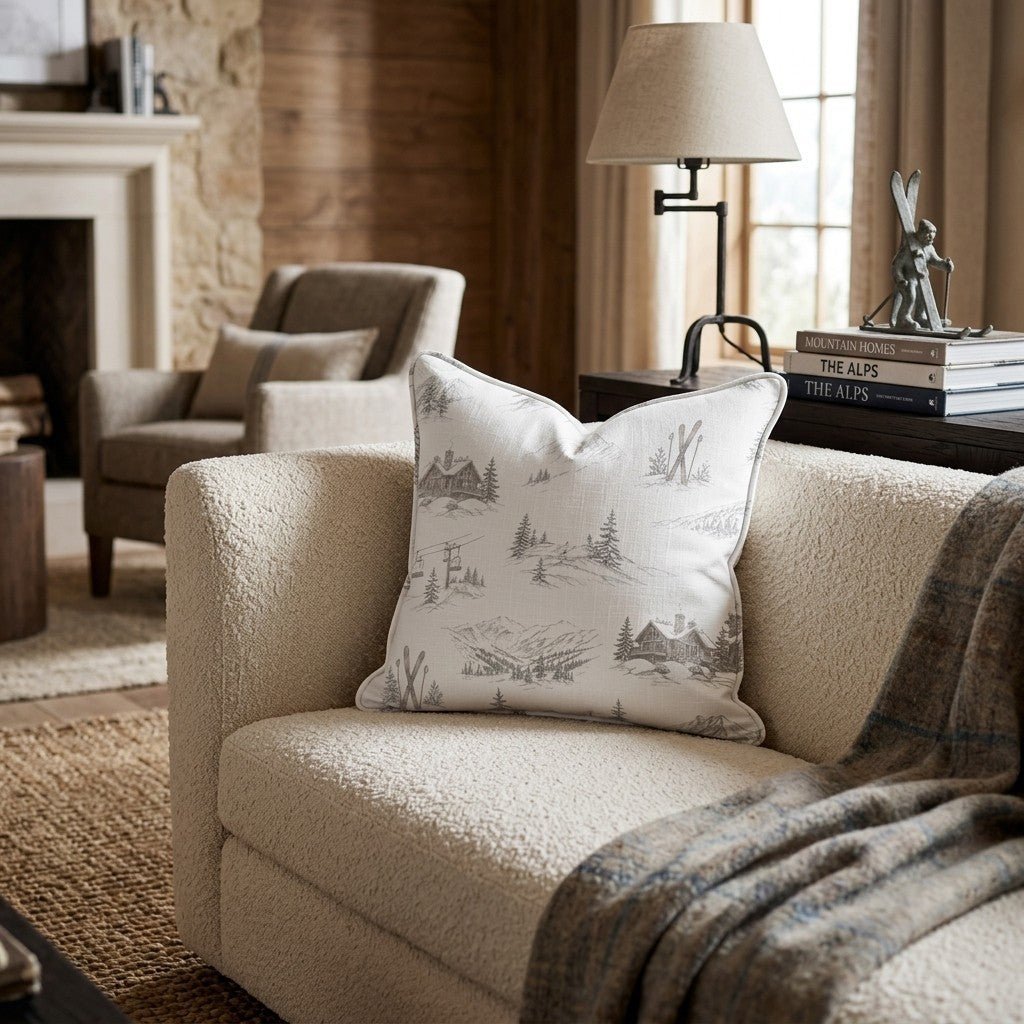 Mountain Lodge Toile Throw Pillow - Hillcroft Home