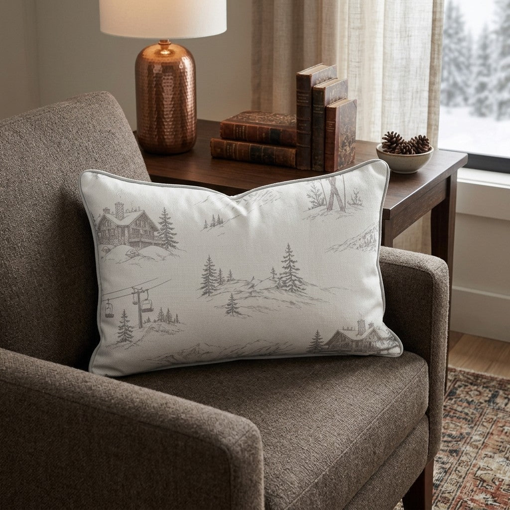 Mountain Lodge Toile Throw Pillow - Hillcroft Home
