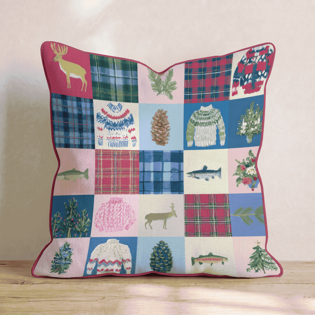 Mountain Patchwork Throw Pillow - Hillcroft Home