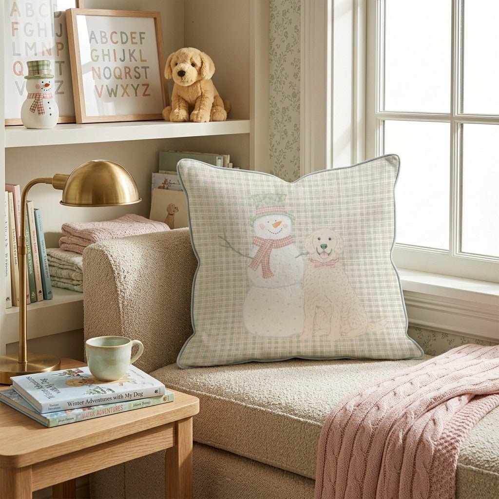Mr. Snowman & Scout Throw Pillow - Hillcroft Home