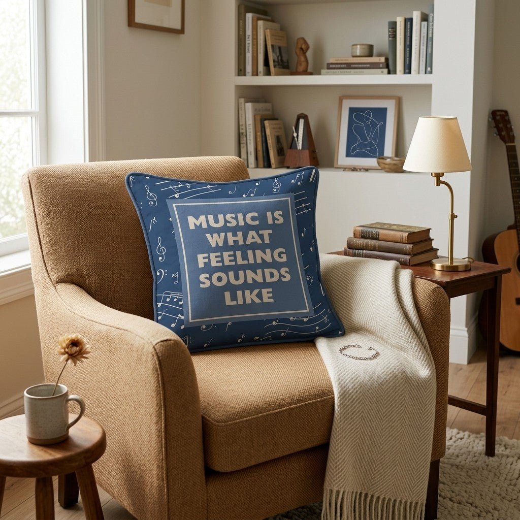 Music is Feelings Throw Pillow - Hillcroft Home
