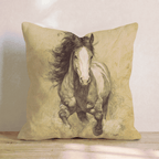 Mustang Charge Sepia Throw Pillow - Hillcroft Home