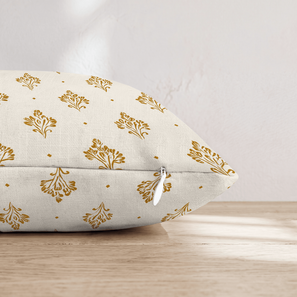 Mustard & Dot Block Print Throw Pillow throw pillow - Hillcroft Home