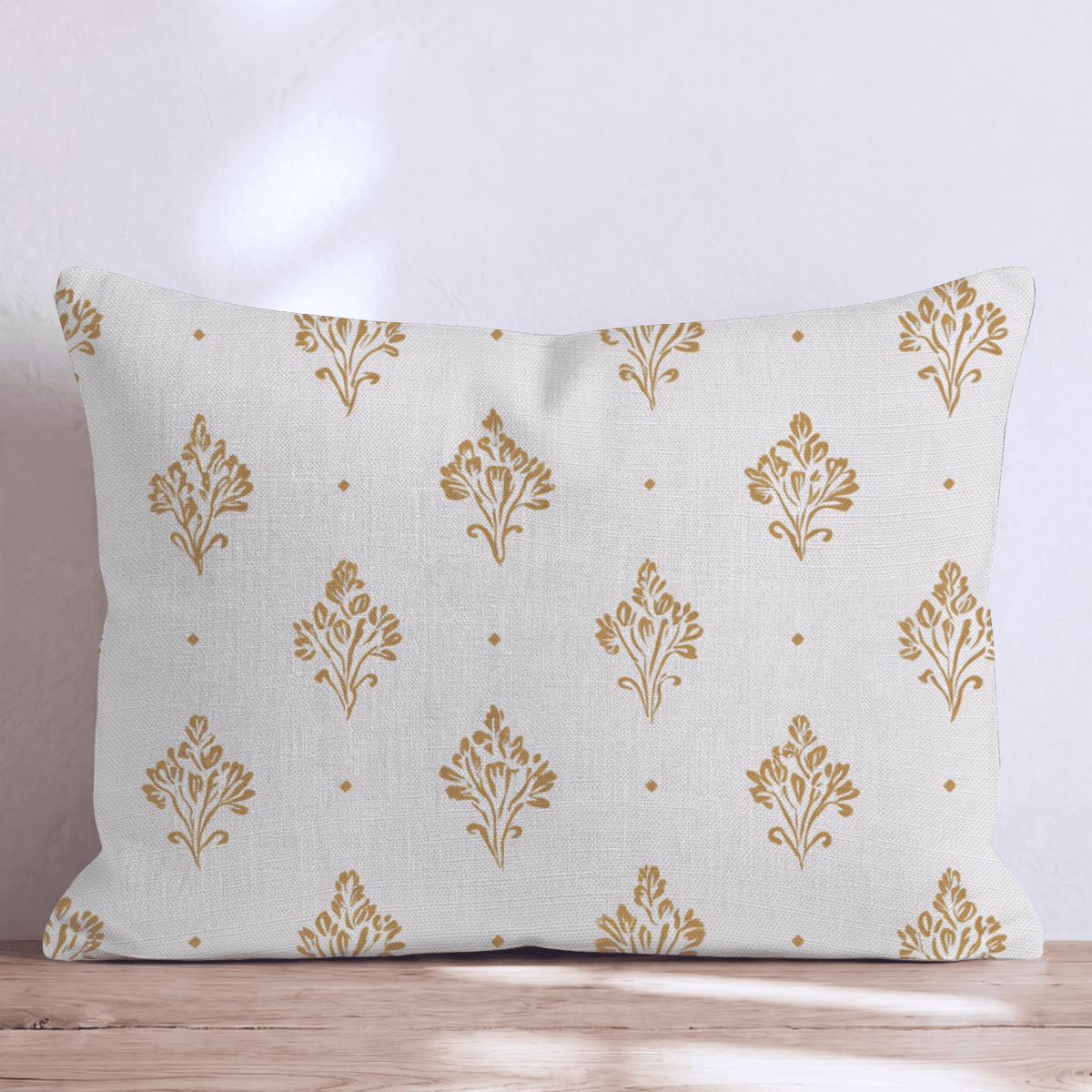 Mustard & Dot Block Print Throw Pillow throw pillow - Hillcroft Home