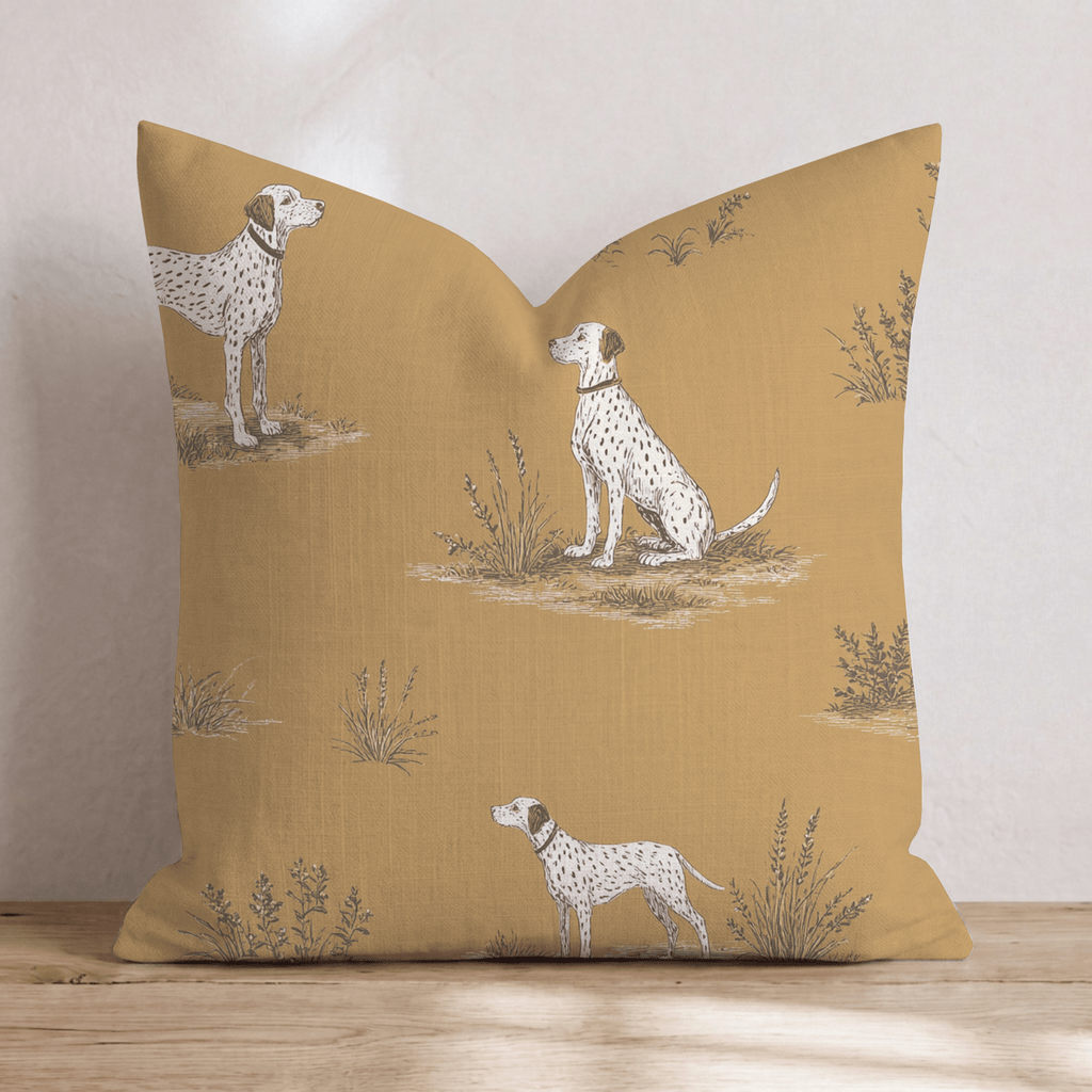 Mustard Field Pointer Throw Pillow - Hillcroft Home