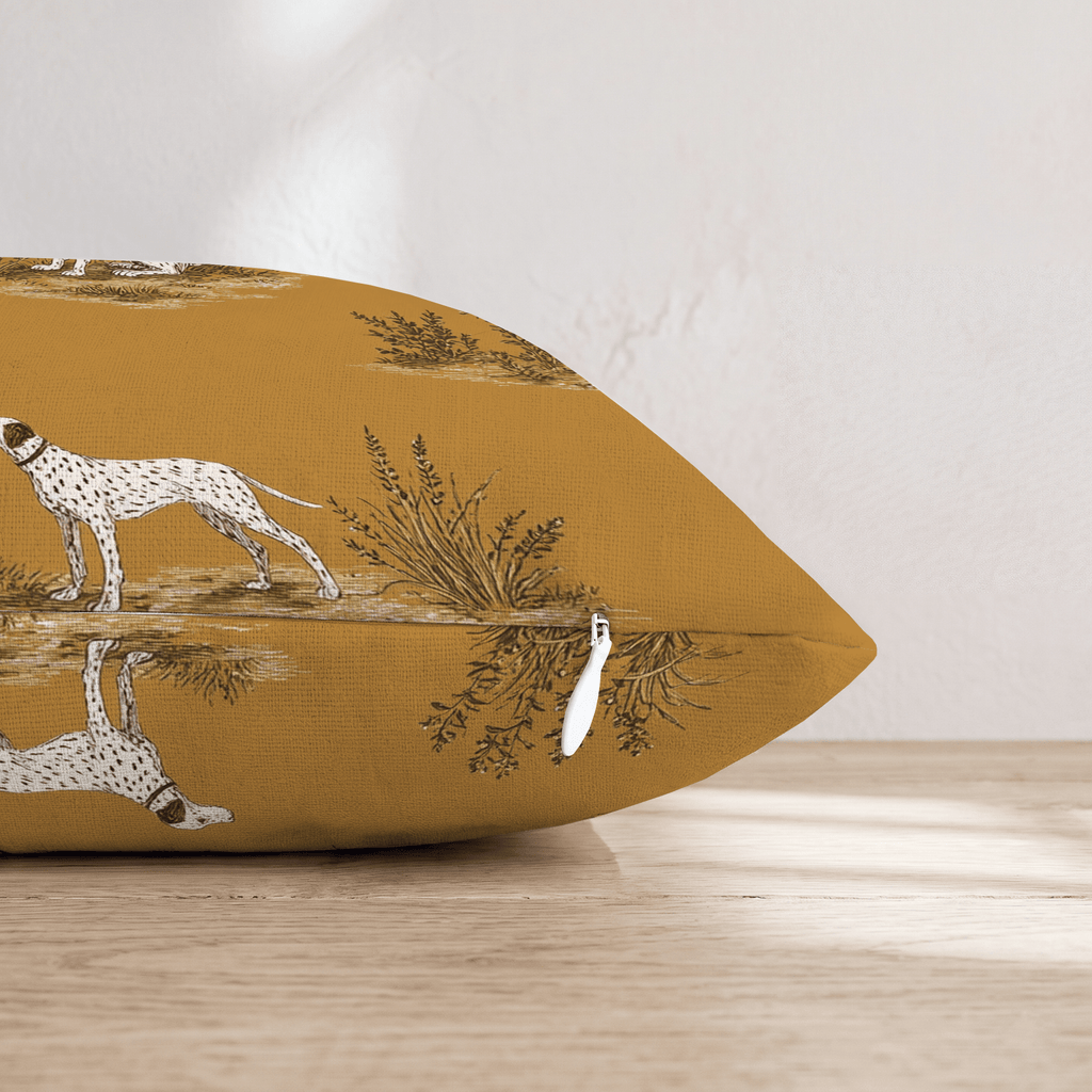 Mustard Field Pointer Throw Pillow - Hillcroft Home