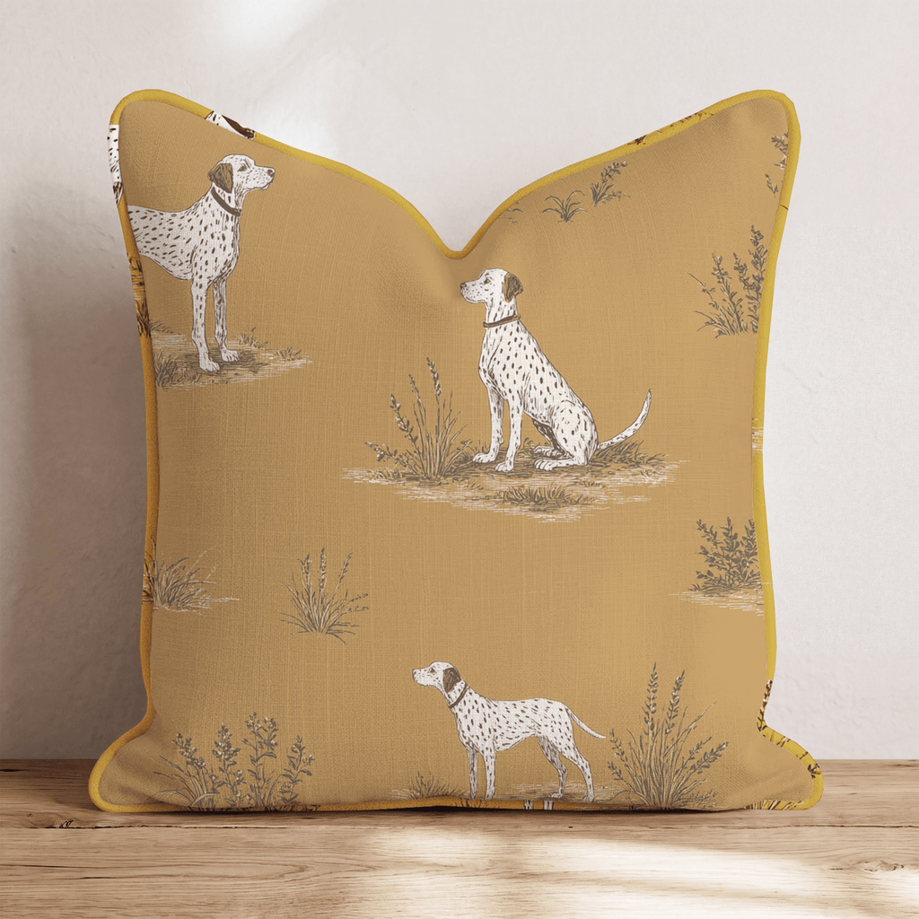 Mustard Field Pointer Throw Pillow - Hillcroft Home