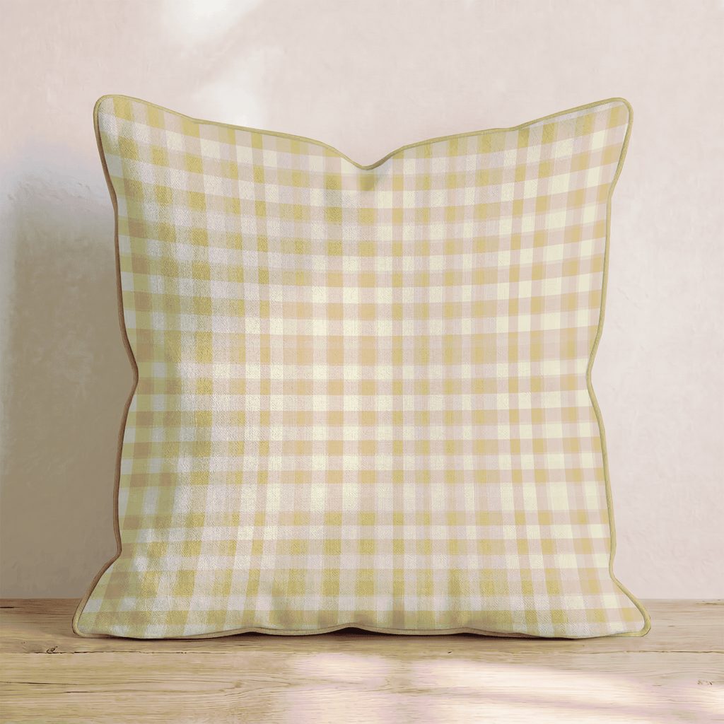 Mustard Plaid Throw Pillow - Hillcroft Home